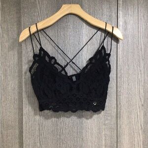 Black Lace Bralette Tank with Crisscross Straps